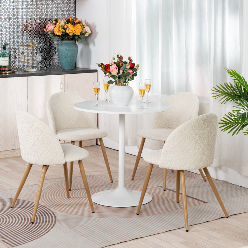 FurnitureR 31.5" Round Modern Kitchen Table with Pedestal Base For ...